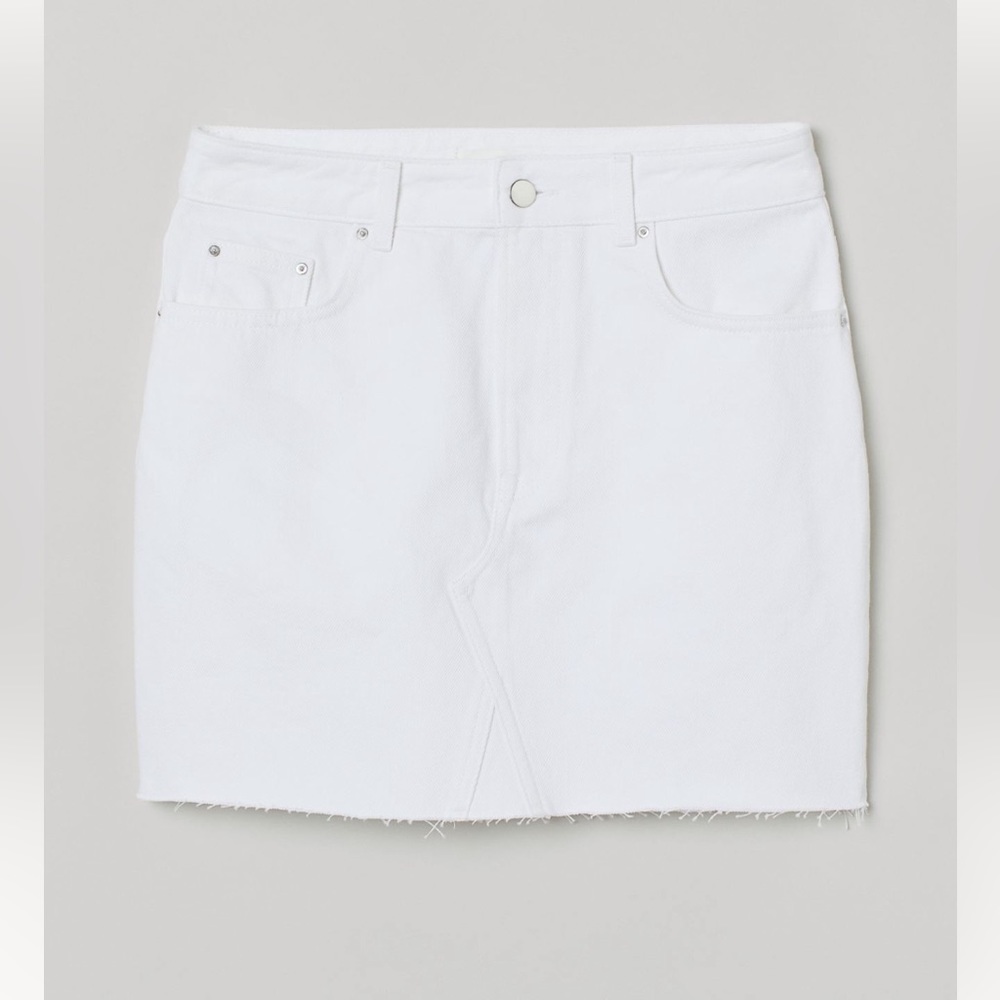 H&M white denim skirt